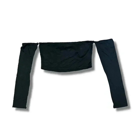 🌟 Ardene Women's Off-Shoulder Long Sleeve Crop Top Black Size L 🌟 - Picture 5 of 5